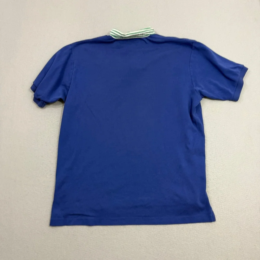 Vintage Ralph Lauren Polo Shirt Mens XL Blue Contrast Striped Collar Pony Preppy